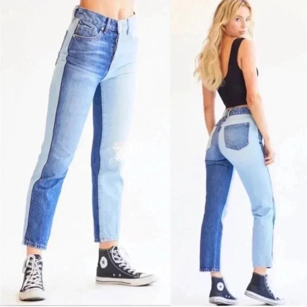 REVICE Two-Tone High Rise Women’s Jeans - Light & Dark Blue